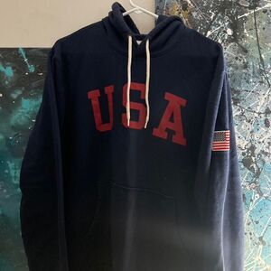 Old Navy Men's Navy and Blue USA Hoodie